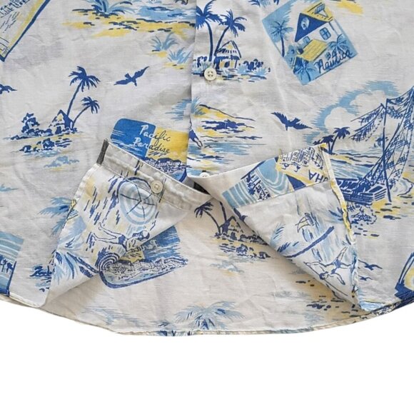 Nautica Men's XL Tropical Shirt Linen Blend Button Front Short Sleeve - Picture 4 of 8